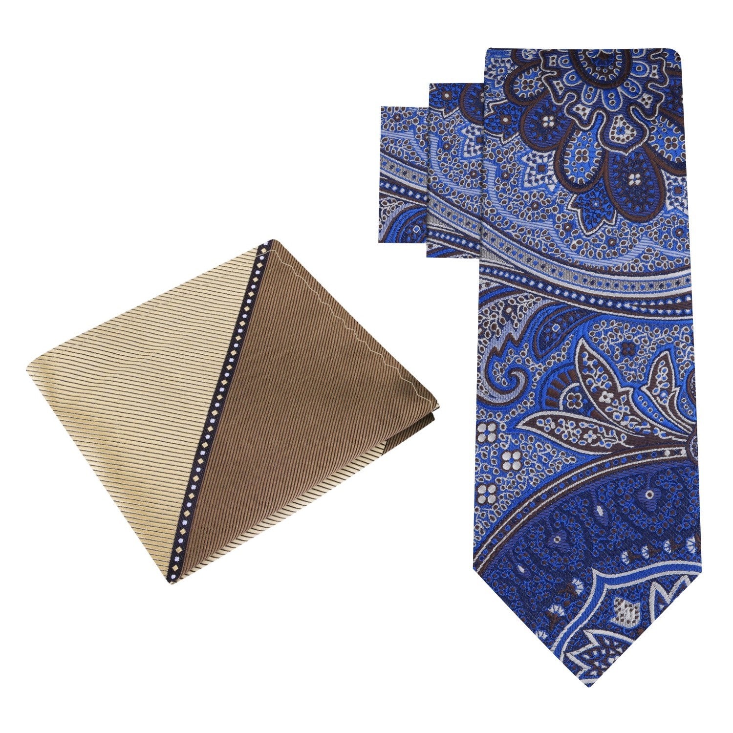 Alt View: Blue Brown Paisley Tie and Pocket Square