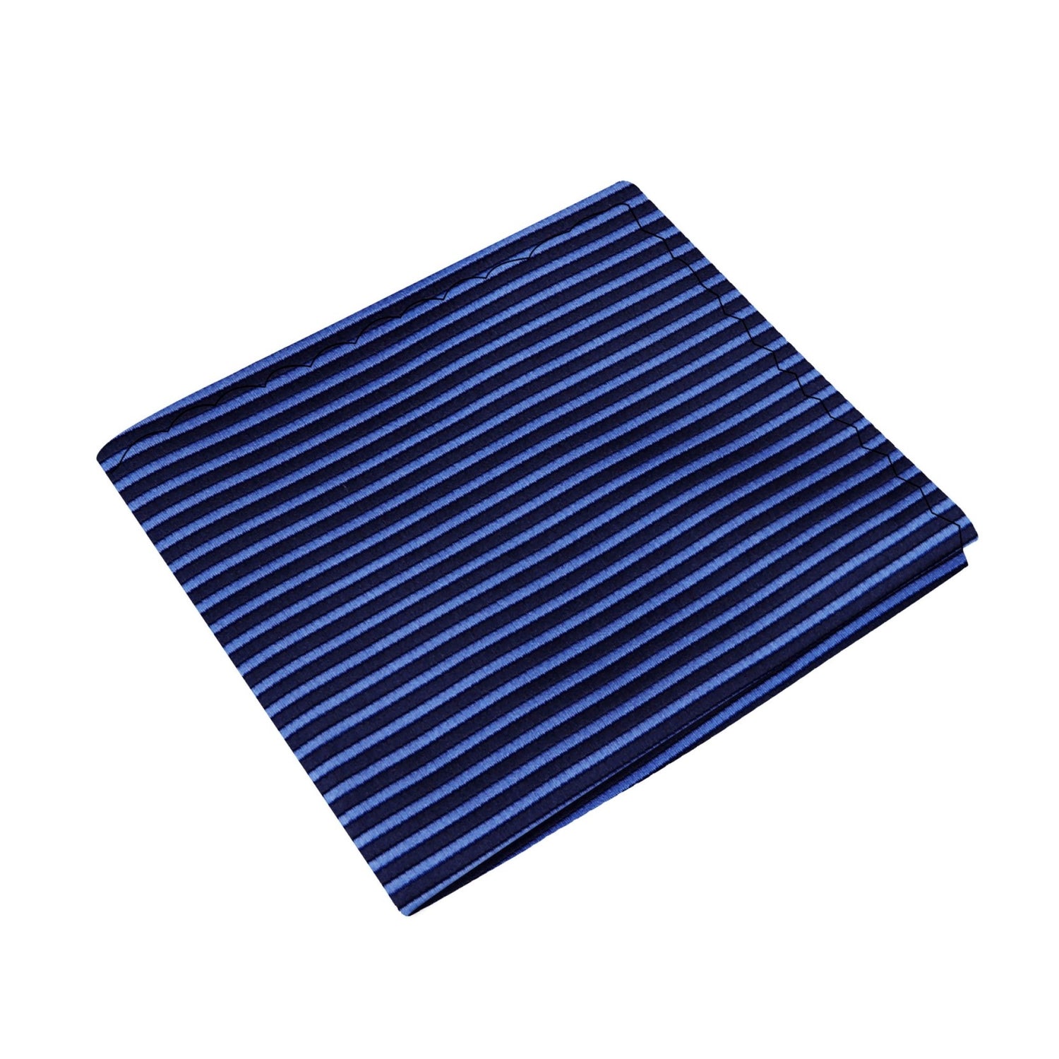 A Dark Blue, Blue Pinstripe Silk Pocket Square
