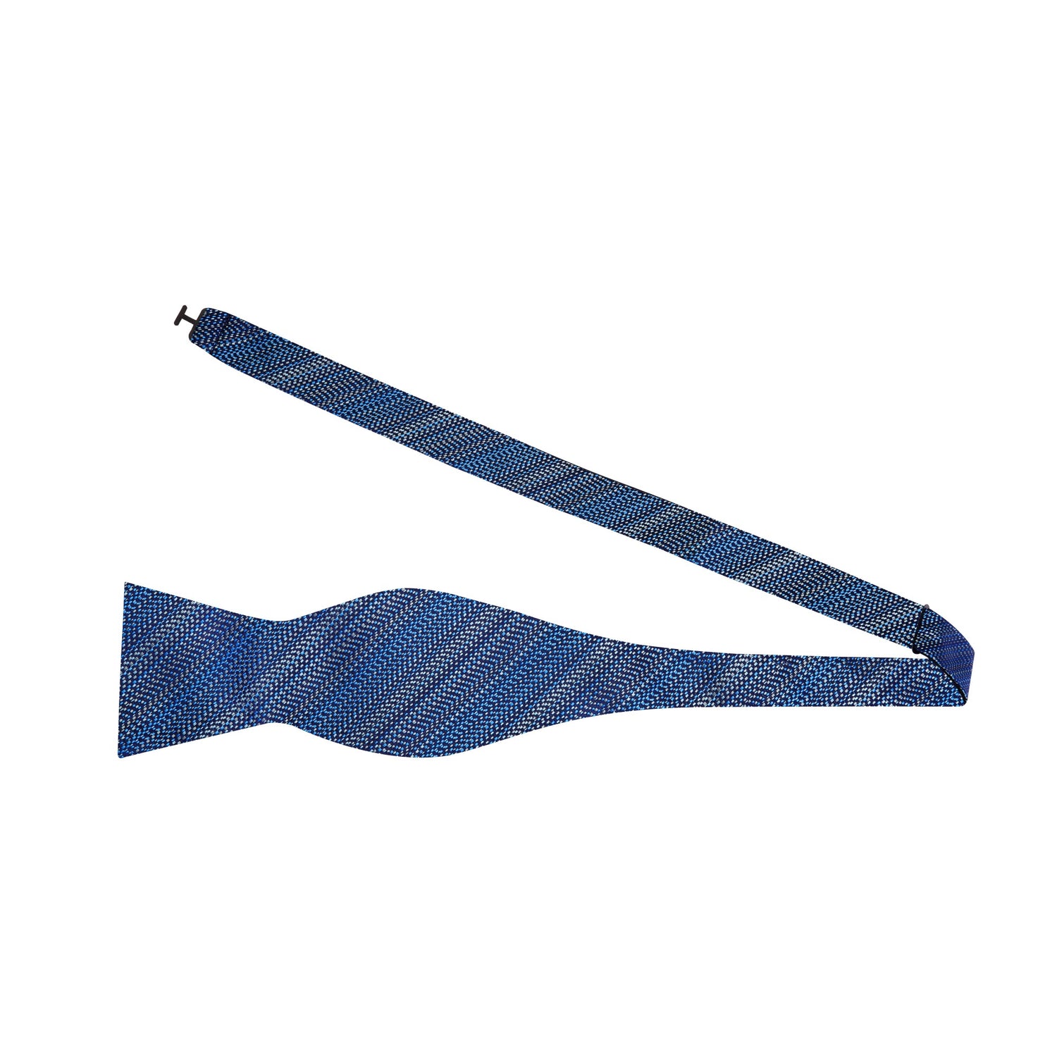 View 2: A Blueish Solid Gradient Pattern Silk Self Tie Bow Tie