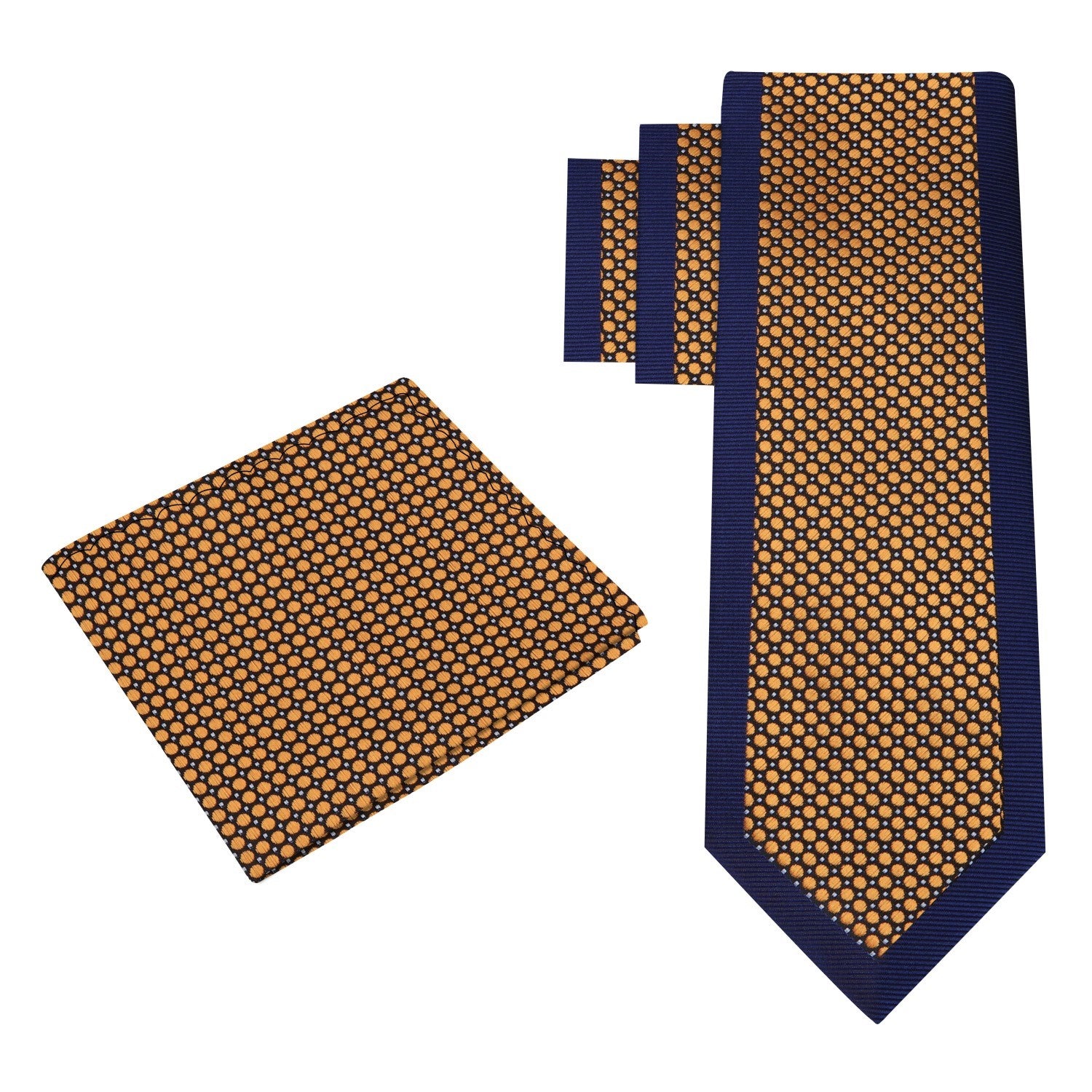 Alt View: Blue, Gold Geometric Tie and Pocket Square