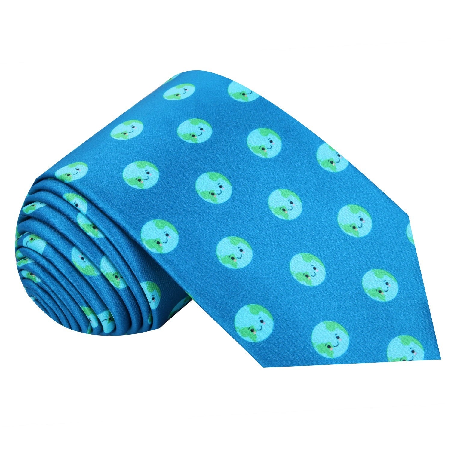 Light Blue, Green Smiling Earth Tie  