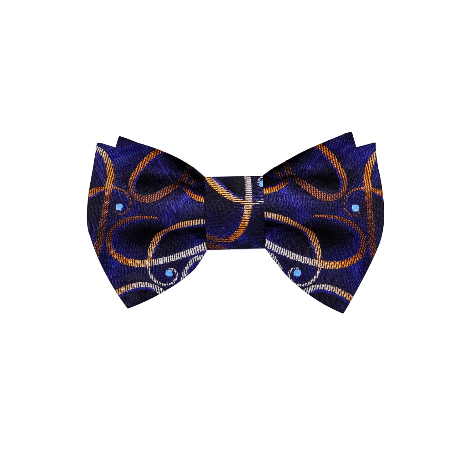 Blue with Golden Brown Paisleys Bow Tie  