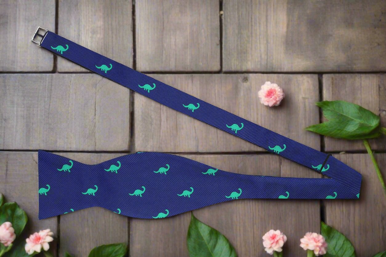 Self Tie: Blue, Green Brontosaurus Bow Tie