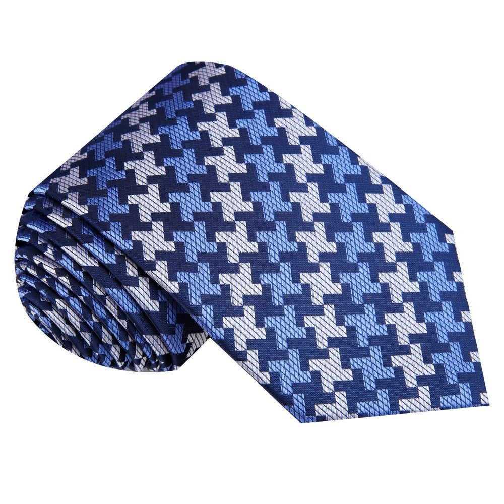 Blue, Grey Hounds Tooth Tie