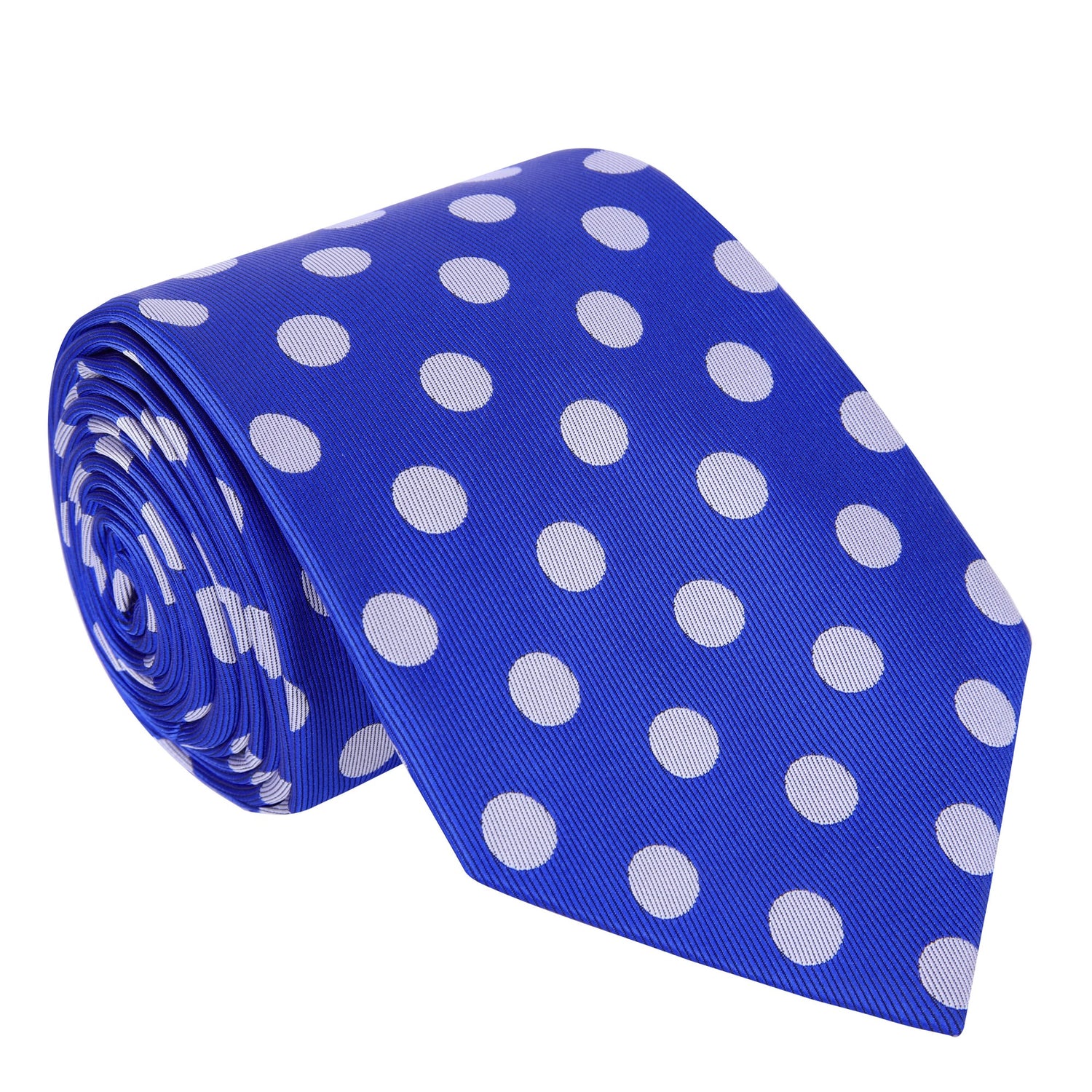 A Blue, Grey Polka Dot Pattern Silk Necktie 