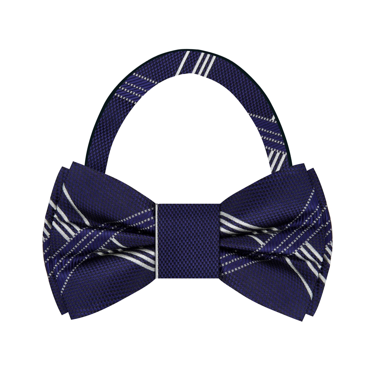 Blue, Grey Intersecting Lines Bow Tie Pre Tied