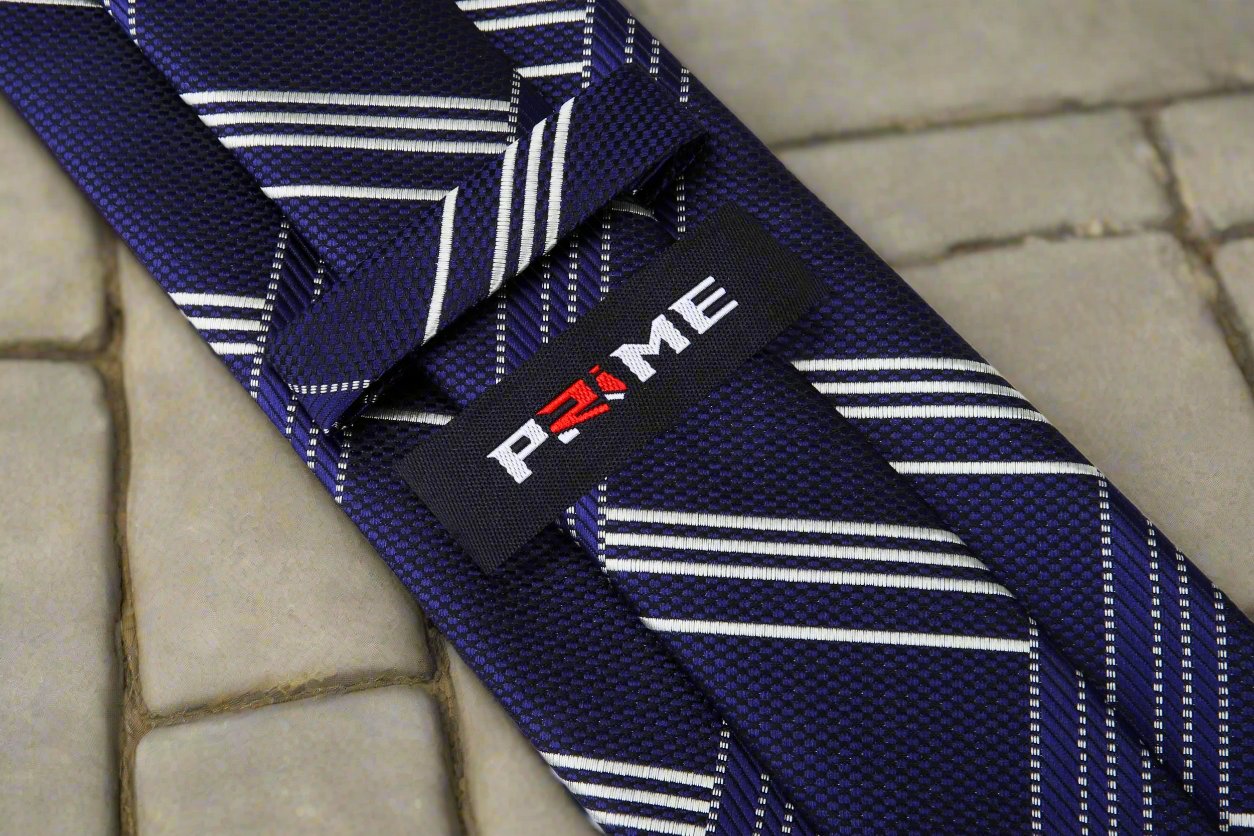 Deep Blue Grey Intersecting Lines Tie Keep