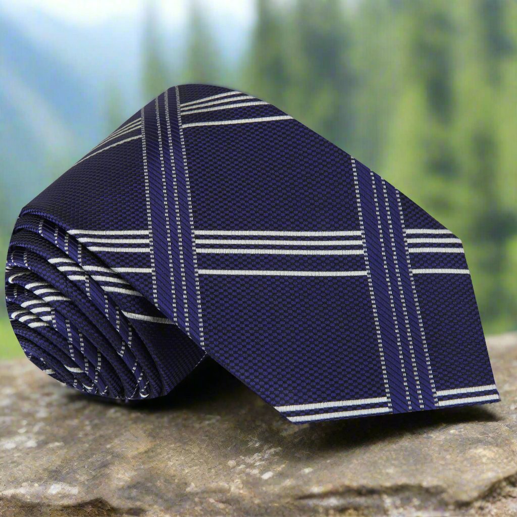 Deep Blue Grey Intersecting Lines Tie 