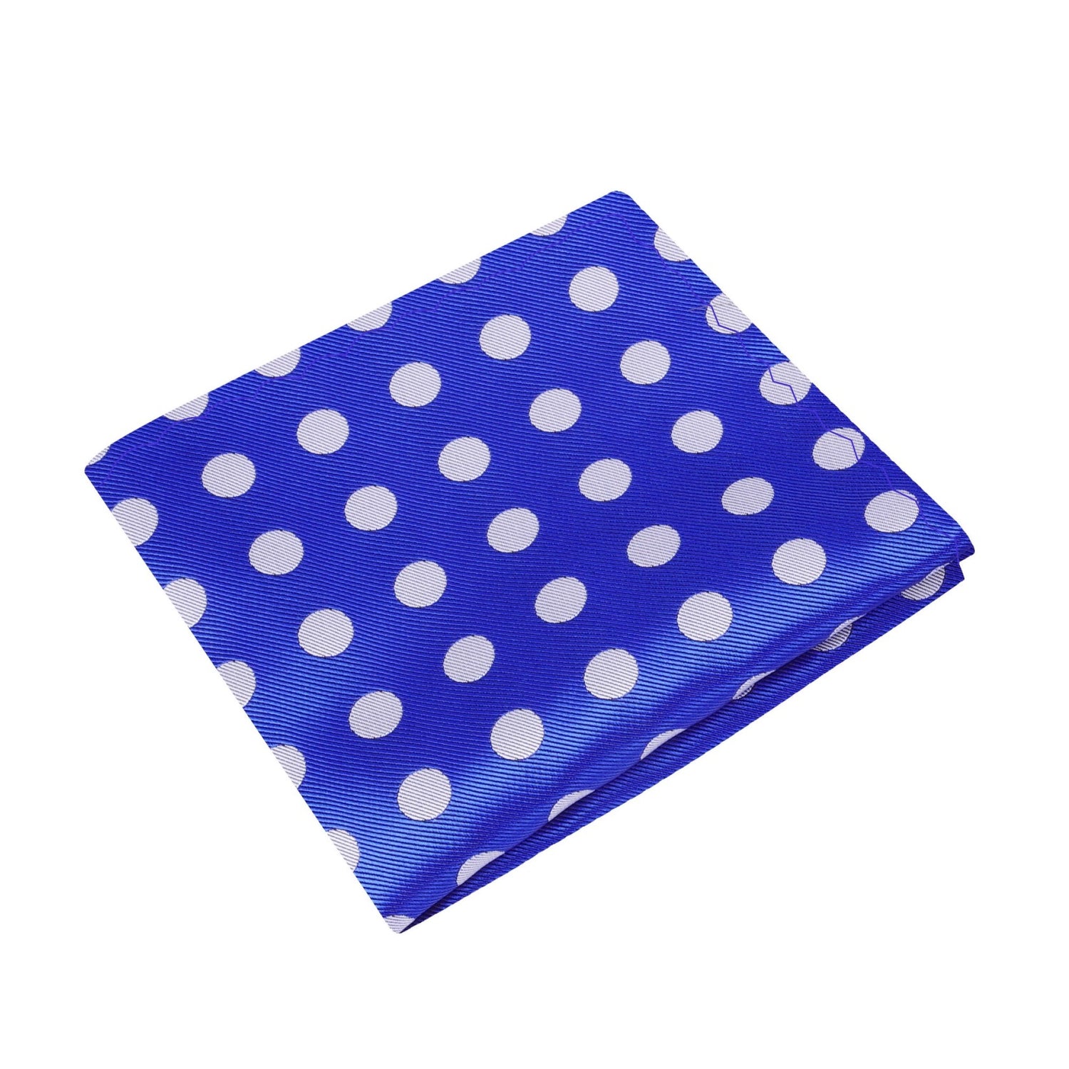A Blue, Grey Polka Pattern Silk Pocket Square
