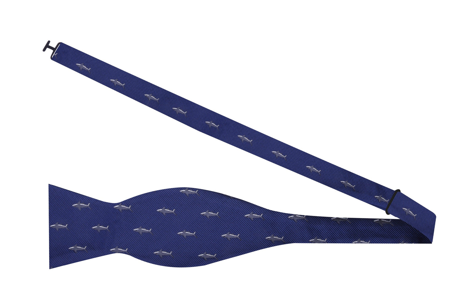 Blue Grey Light Grey Sharks Bow Tie Self Tie