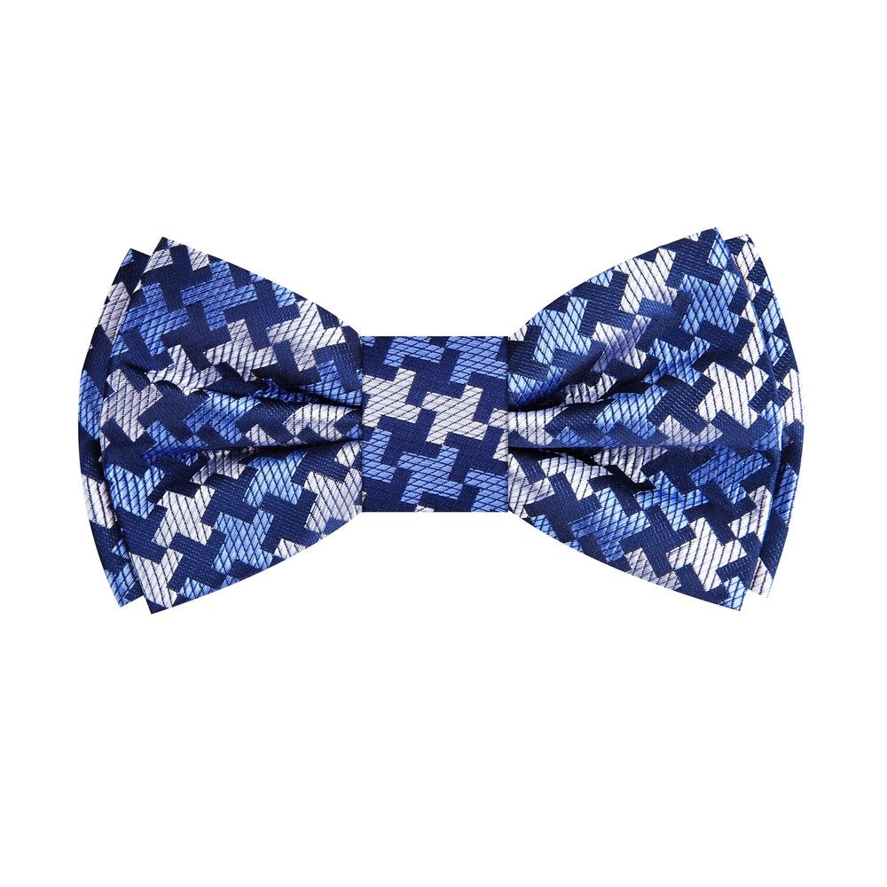 Coach PRIME Deion Sanders Blue, Grey Geometric Hounds Tooth Stealth Bow Tie