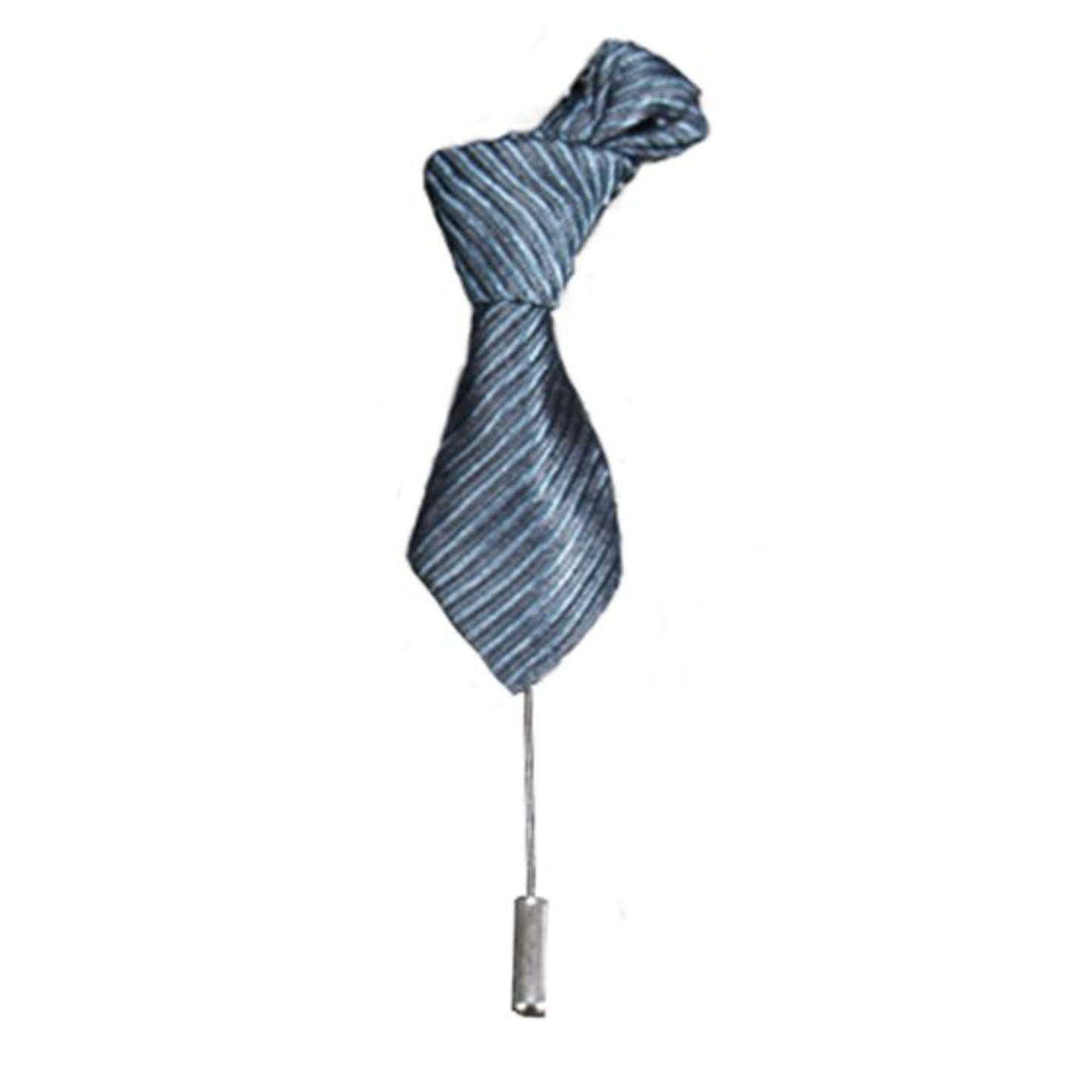 Main View: A Blue Stripe Necktie Shaped Lapel Pin||Blue Stripe