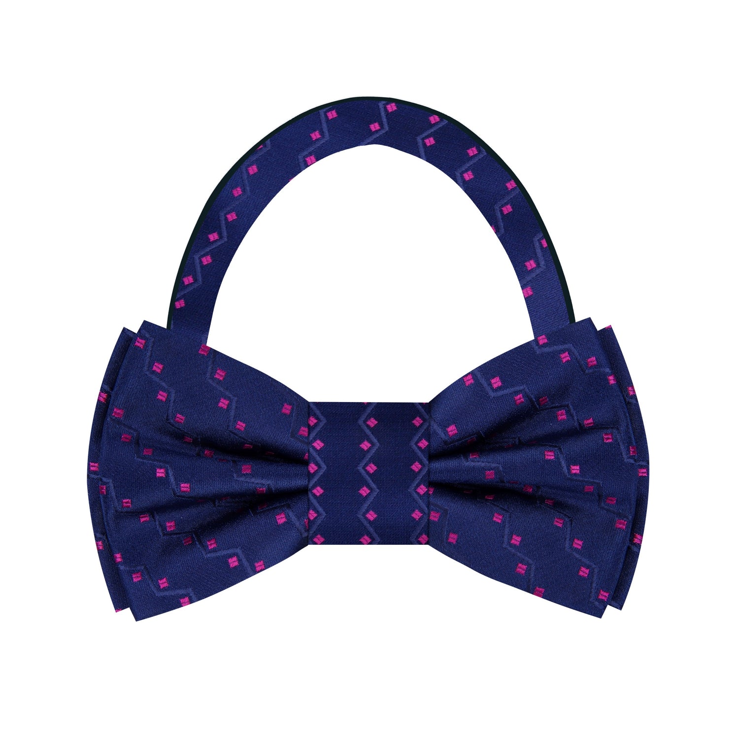 Blue and Pink Geometric Bow Tie Pre Tied