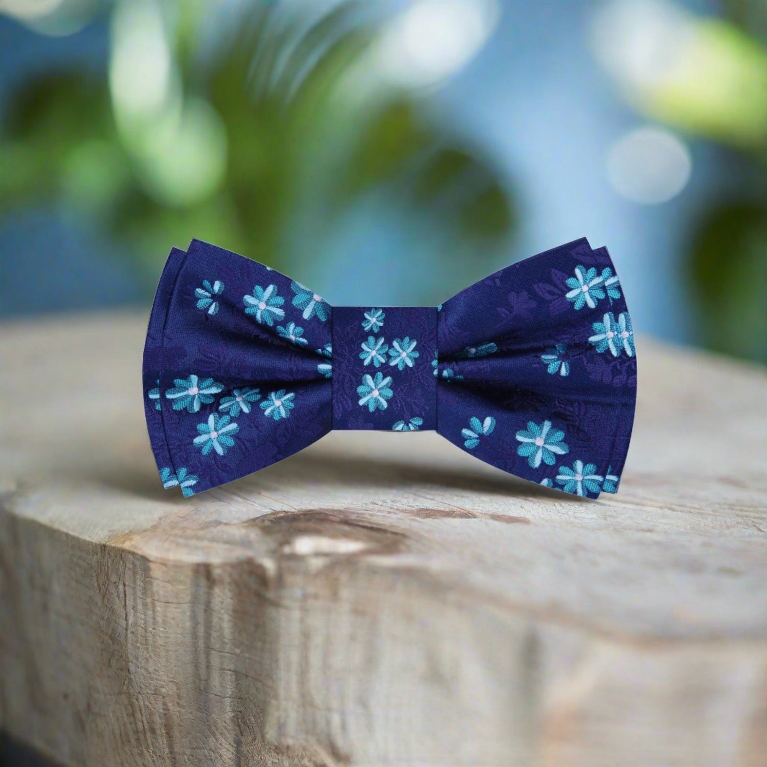 Blue Floral Bow Tie