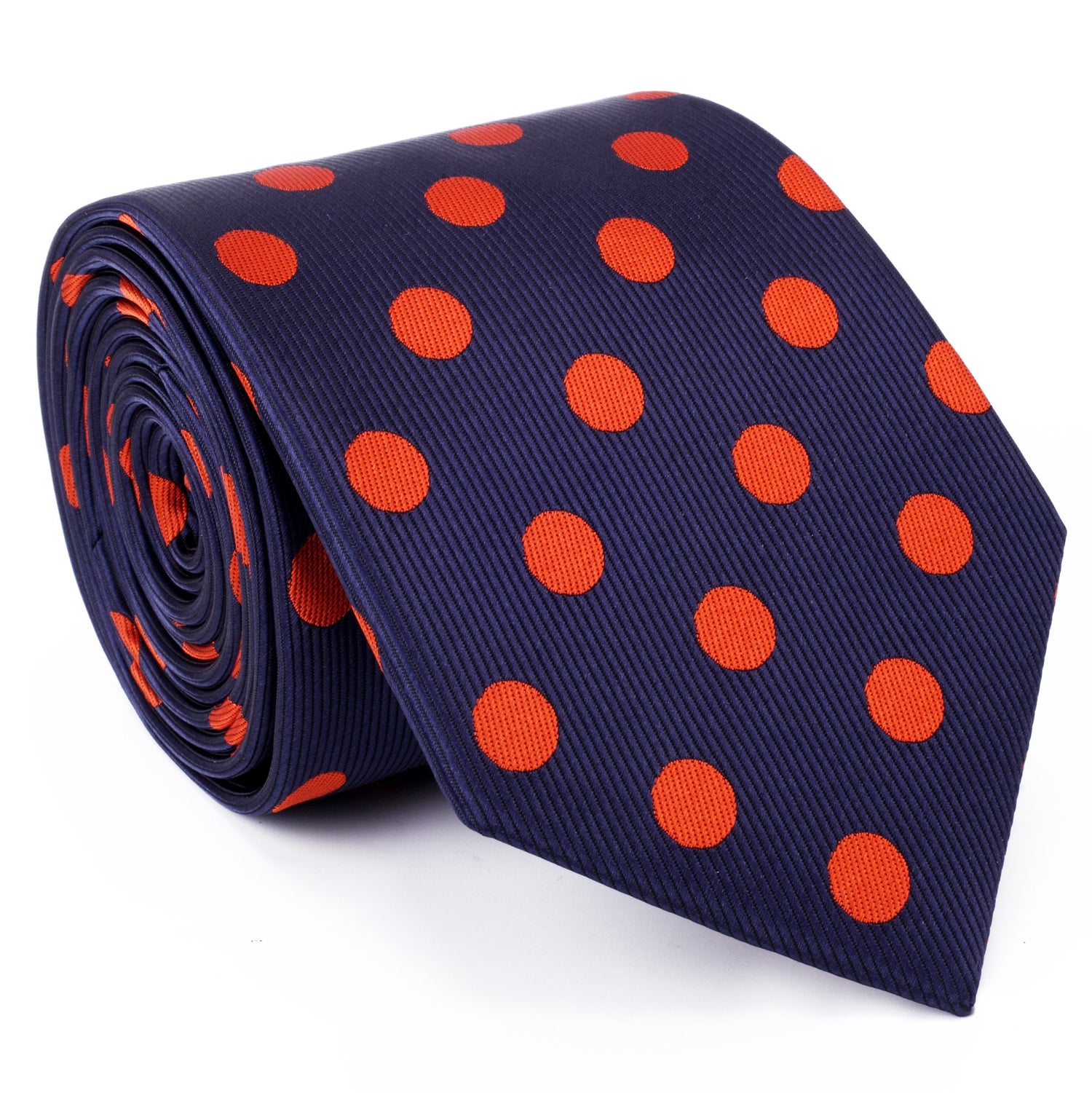 A Blue, Orange Polka Dot Pattern Silk Necktie 
