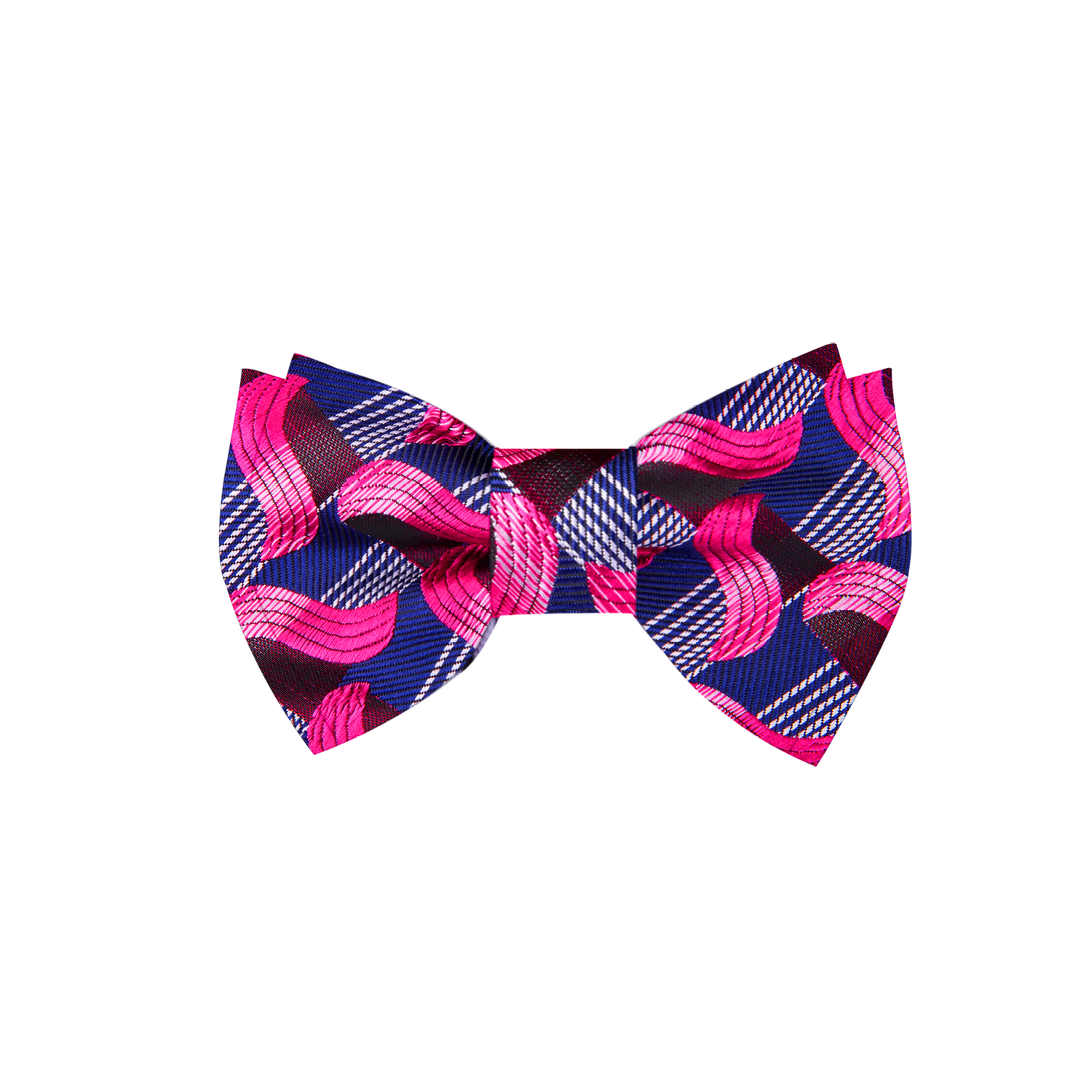 A Blue, Pink Abstract Waves Pattern Silk Self Tie Bow Tiec