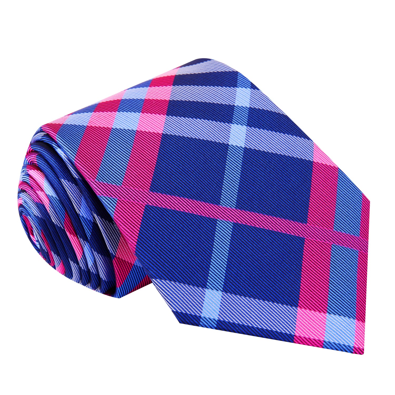 Blue and Pink Plaid Tie 