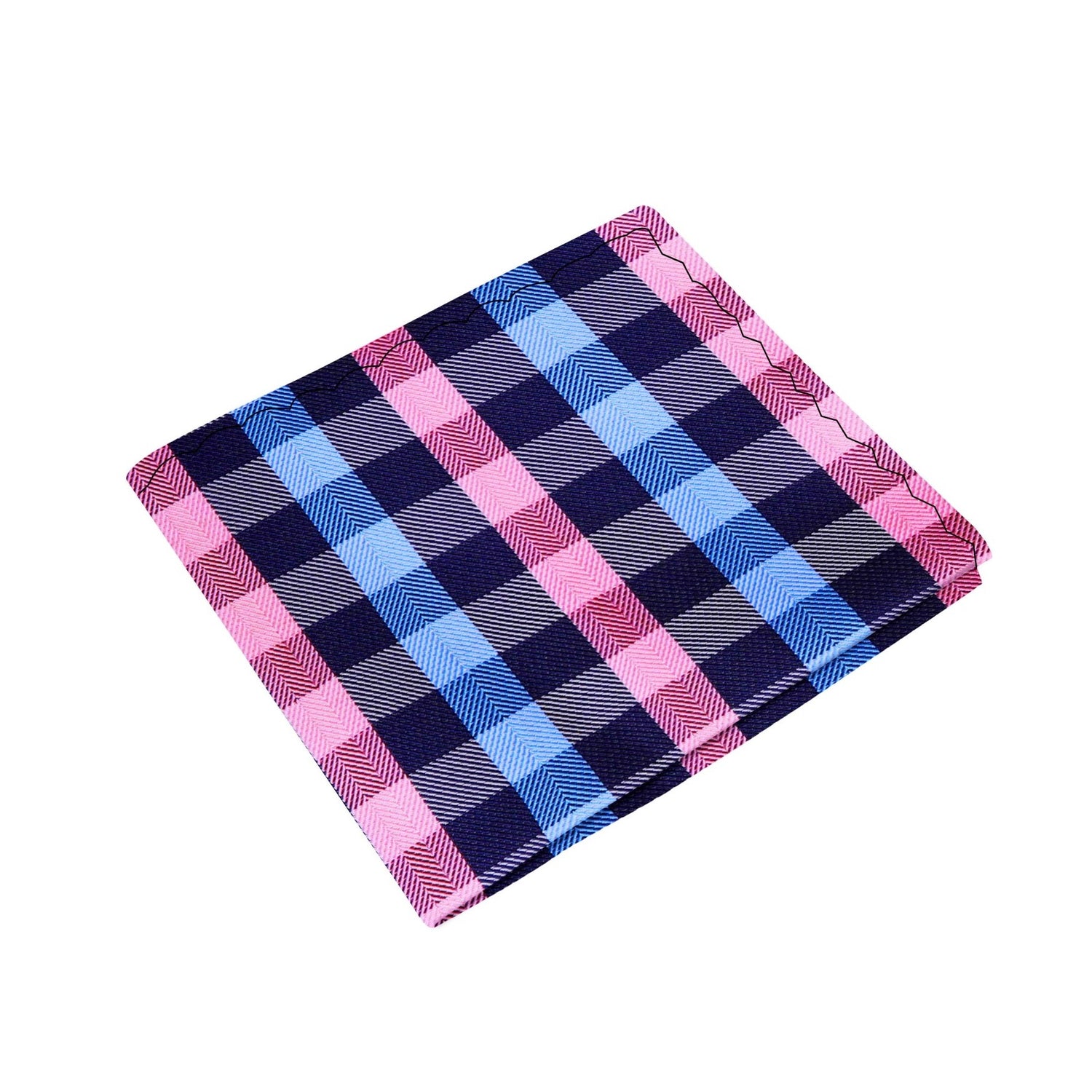 Blue, Pink Check Pocket Square