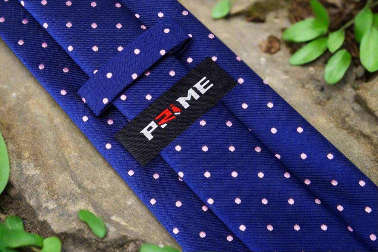 Blue, Pink Small Polka Dot Tie Keep