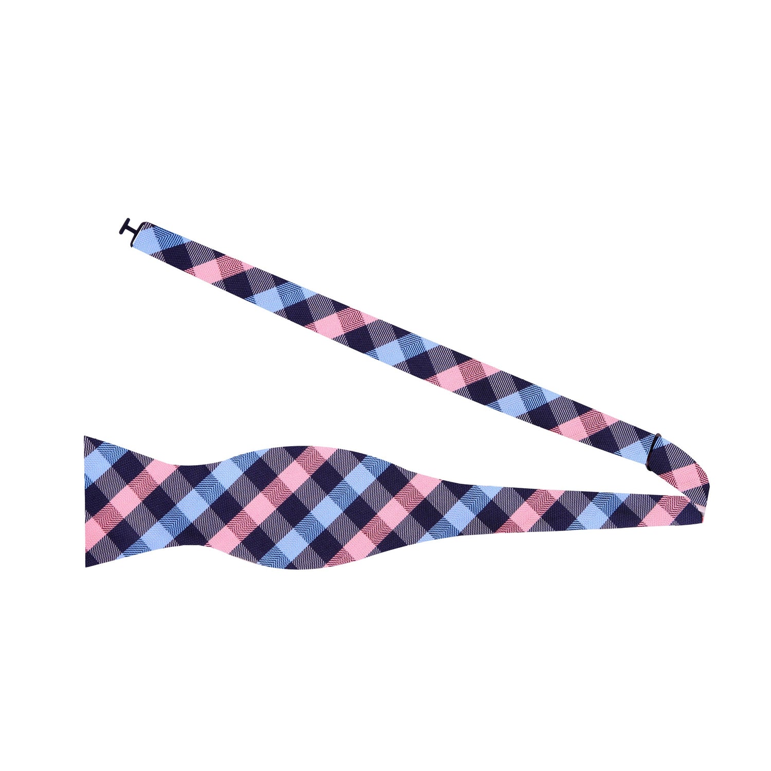 Blue, Pink Check Bow Tie Untied