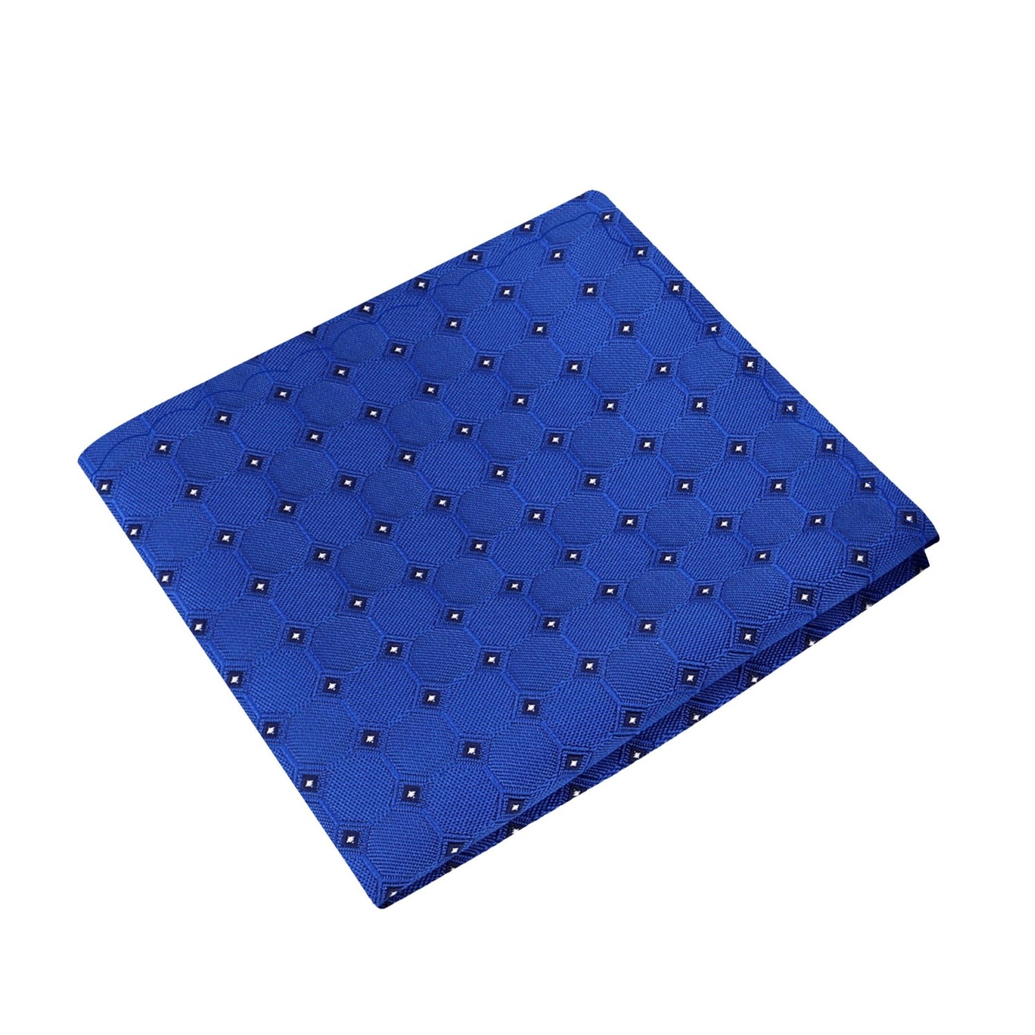 A Blue, Black Geometric Squares Pattern Silk Pocket Square