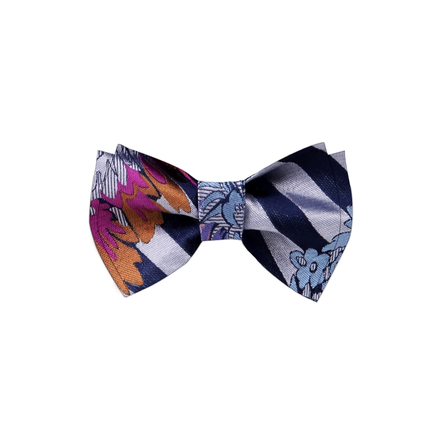 Grey, Blue, Orange, Pink Abstract Floral Bow Tie  