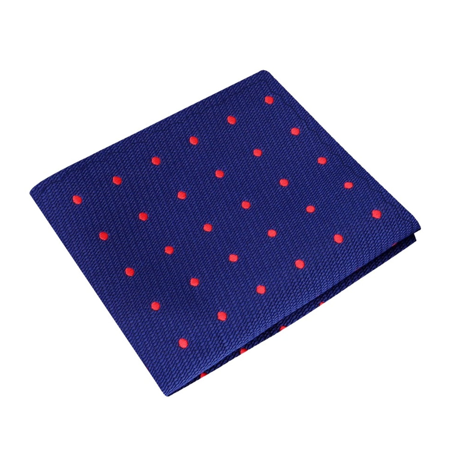 A Blue, Red Polka Dot Pattern Silk Pocket Square