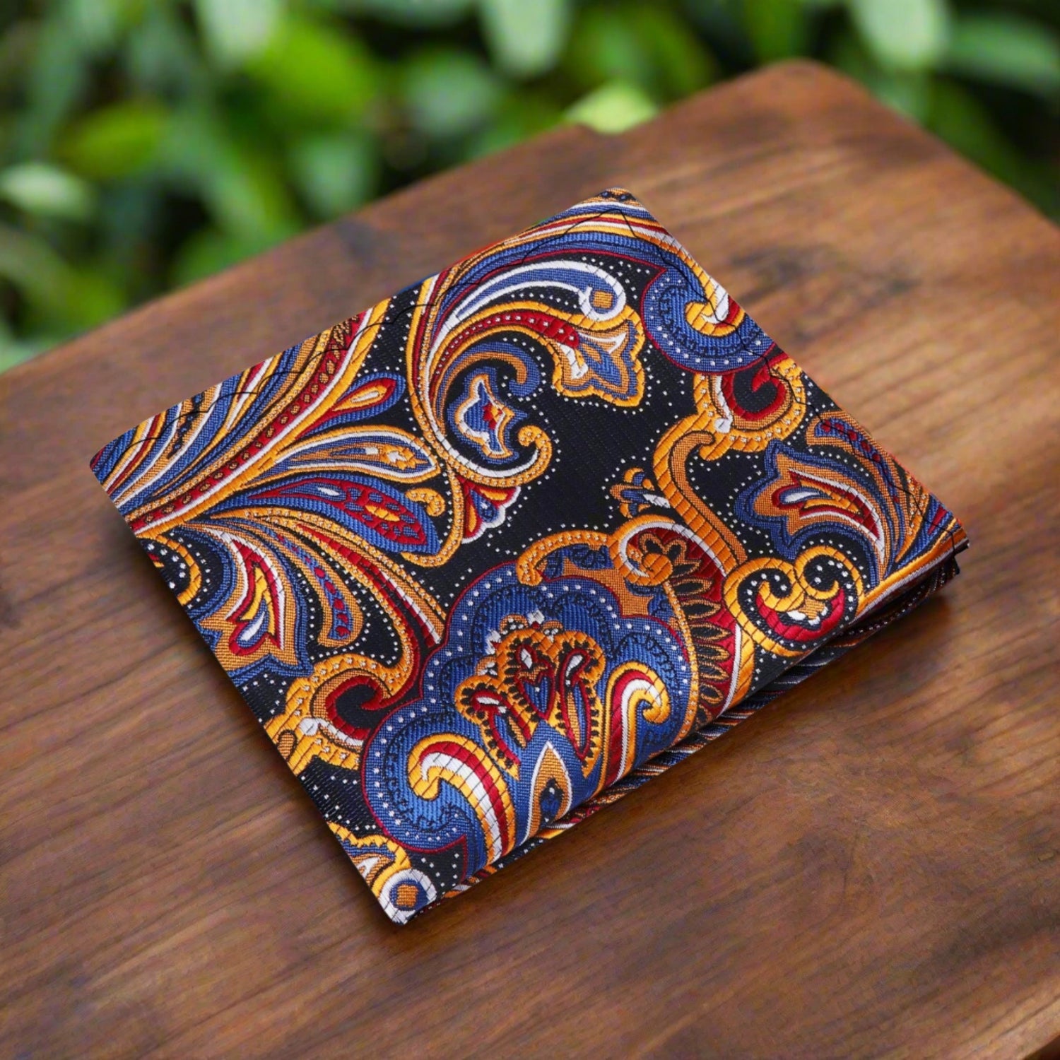 Blue, Red, Orange Paisley Pocket Square