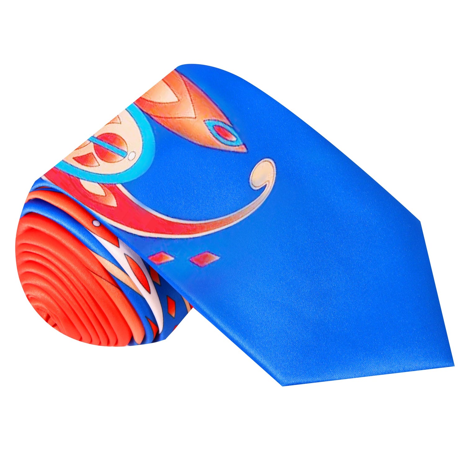 Blue, Red, Orange Paisley Tie Single View