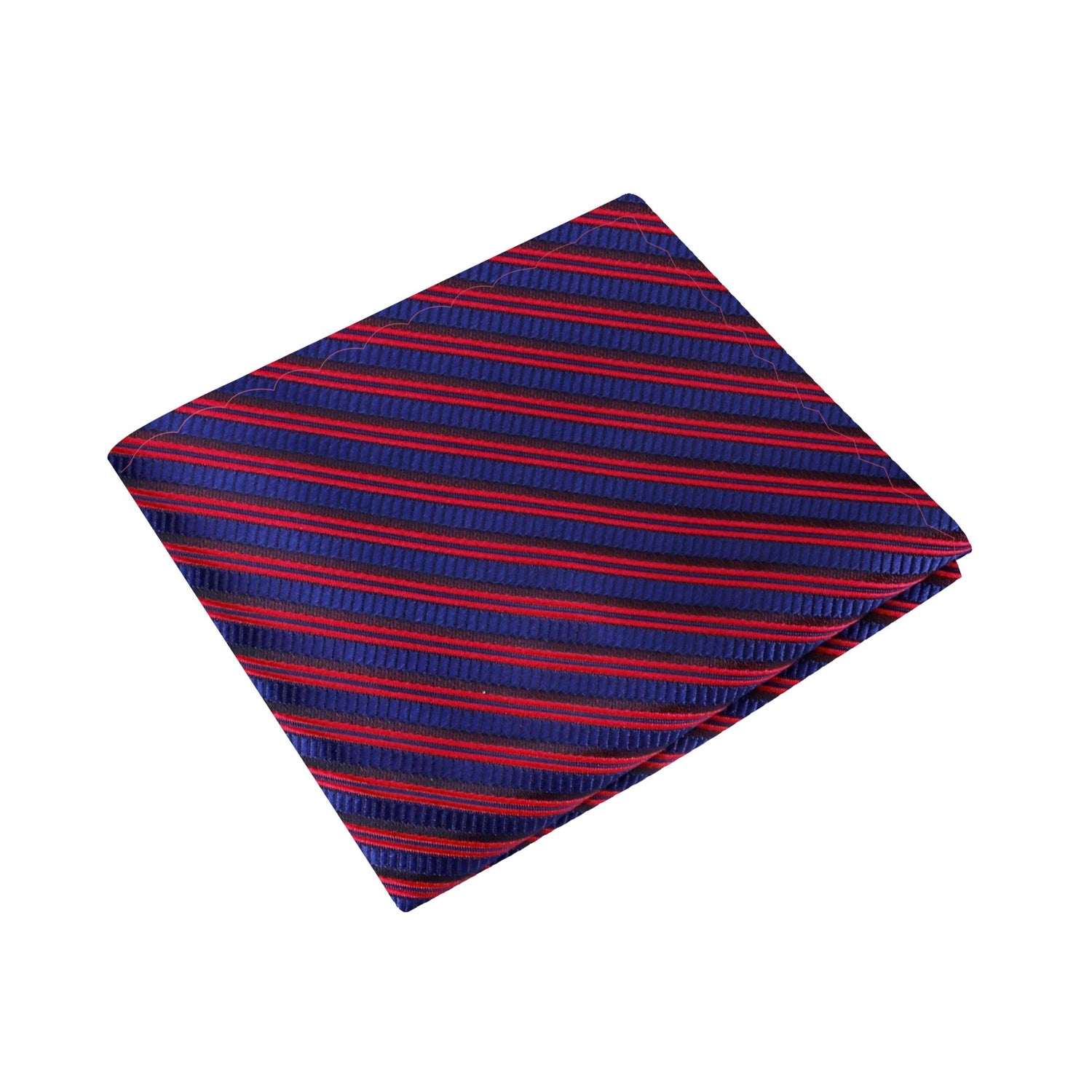 A Red, Blue Stripe Pattern Silk Pocket Square