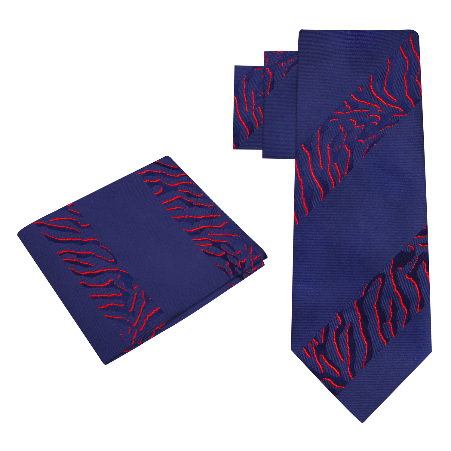 View 2: Blue Red Tiger Strength Tie and Square