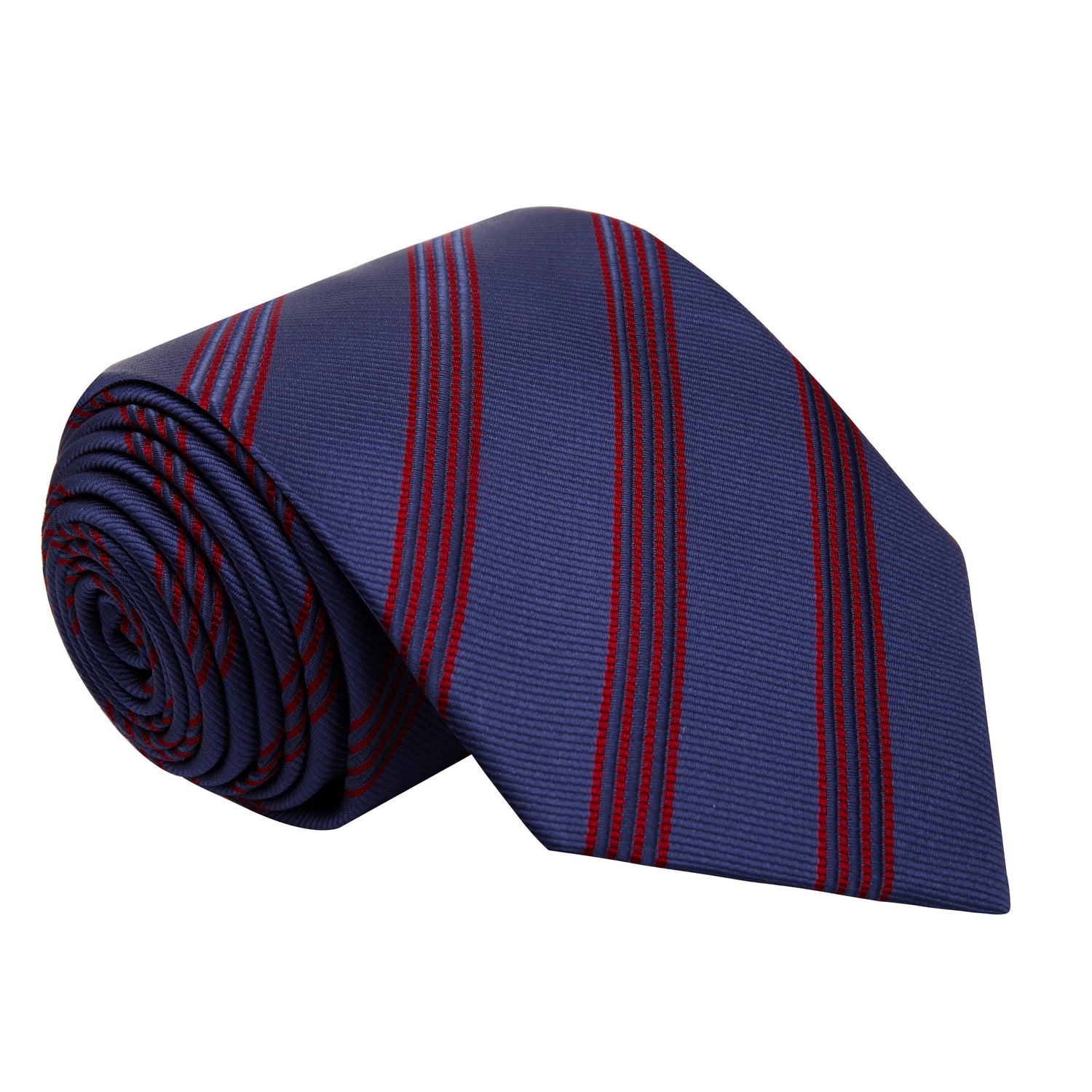 A Blue, Red Stripe Pattern Silk Necktie 