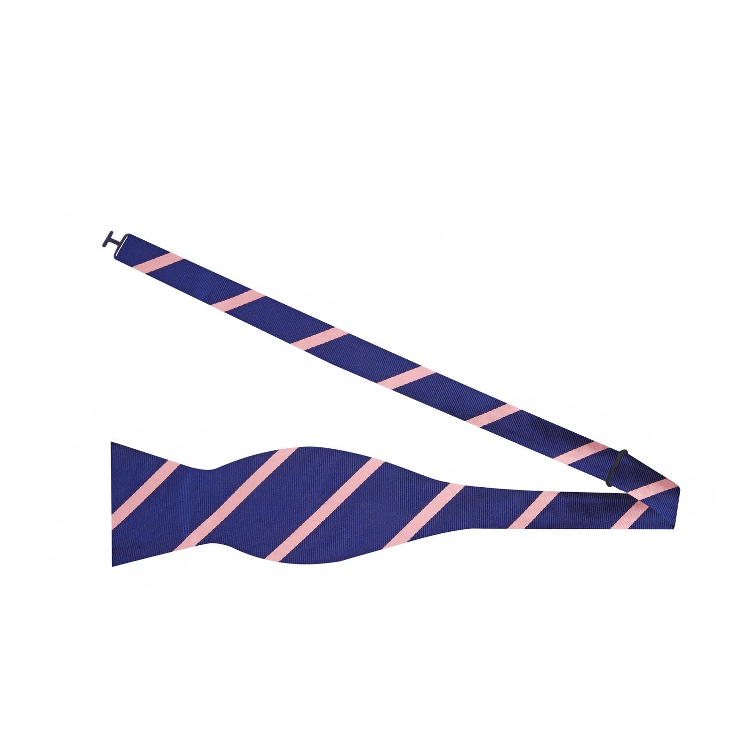 Dark Blue with Salmon Stripes Bow Tie Untied