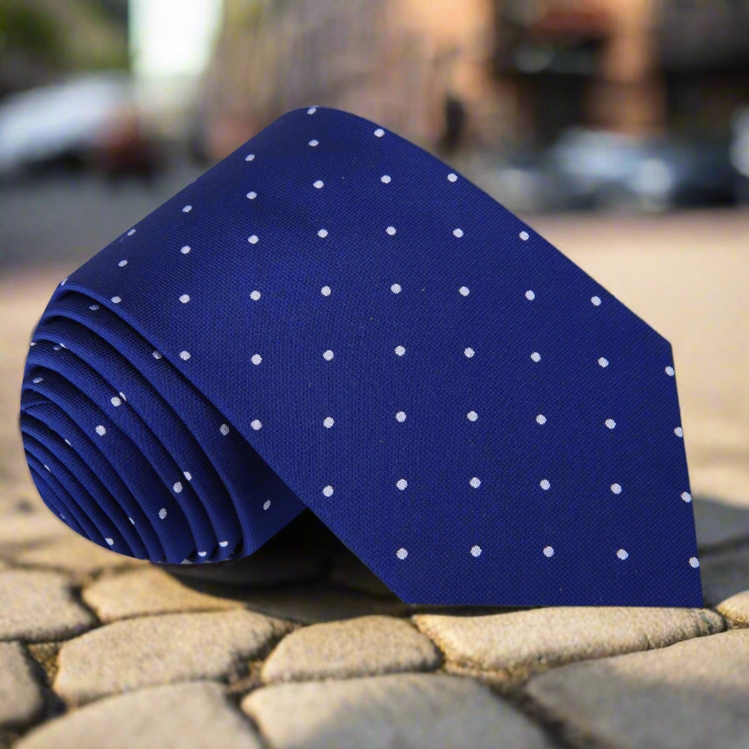 Blue, White Small Polka Dot Tie