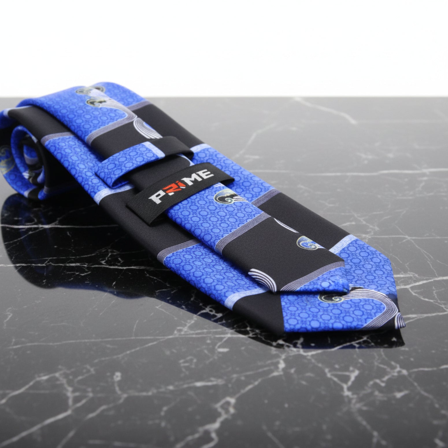 Blue Black Abstract Wave Necktie for Weddings & Dress Events