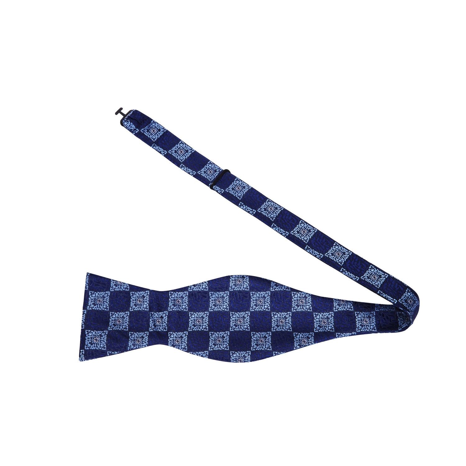 Blue Geometric Paisley Self-Tie Bow Tie