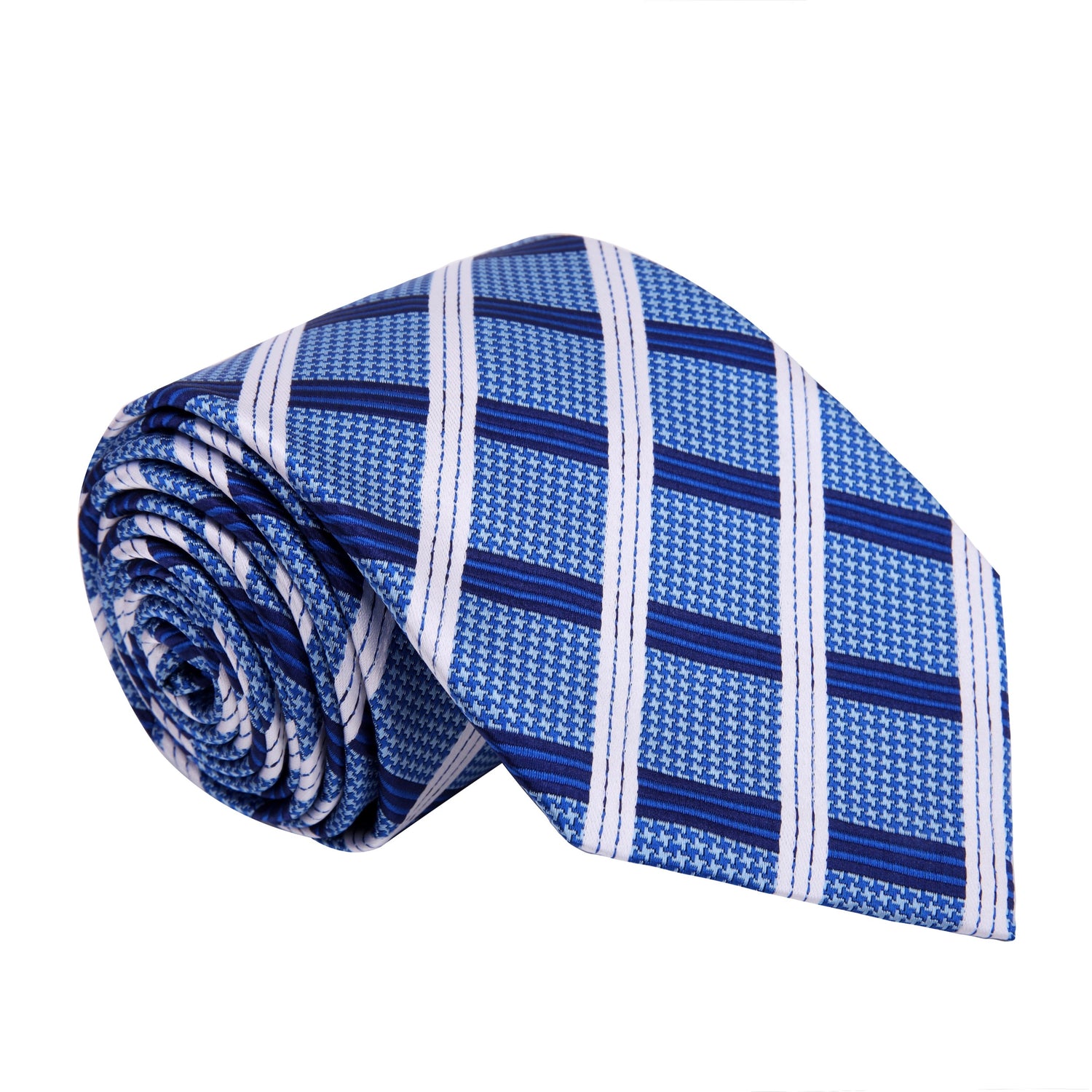 Blue and White Plaid Tie  