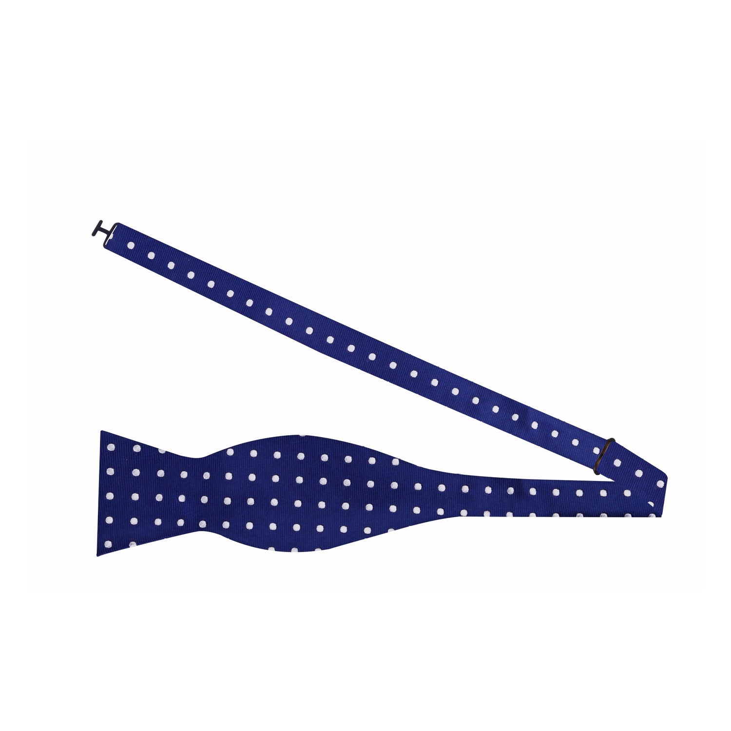 Self Tie Bow Tie: Blue, White Polka Bow Tie