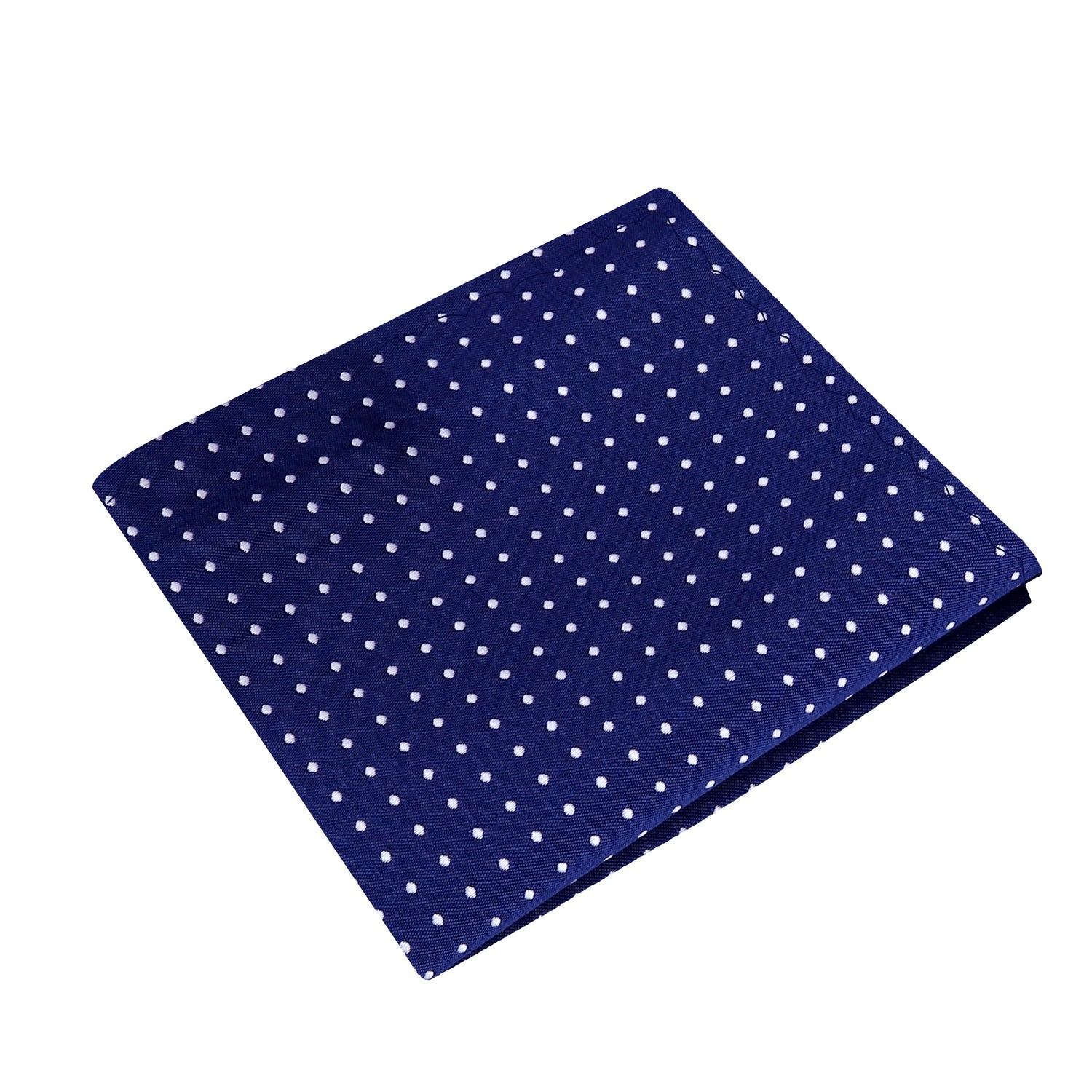 A Blue with White Polka Dot Pattern Silk Pocket Square