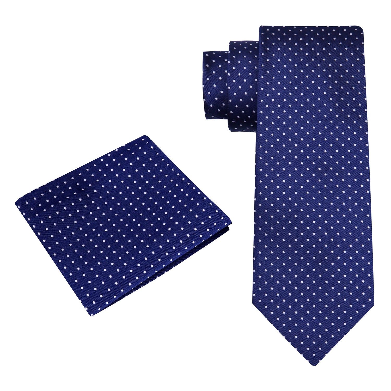 Alt View: Blue, White Polka Tie and Square