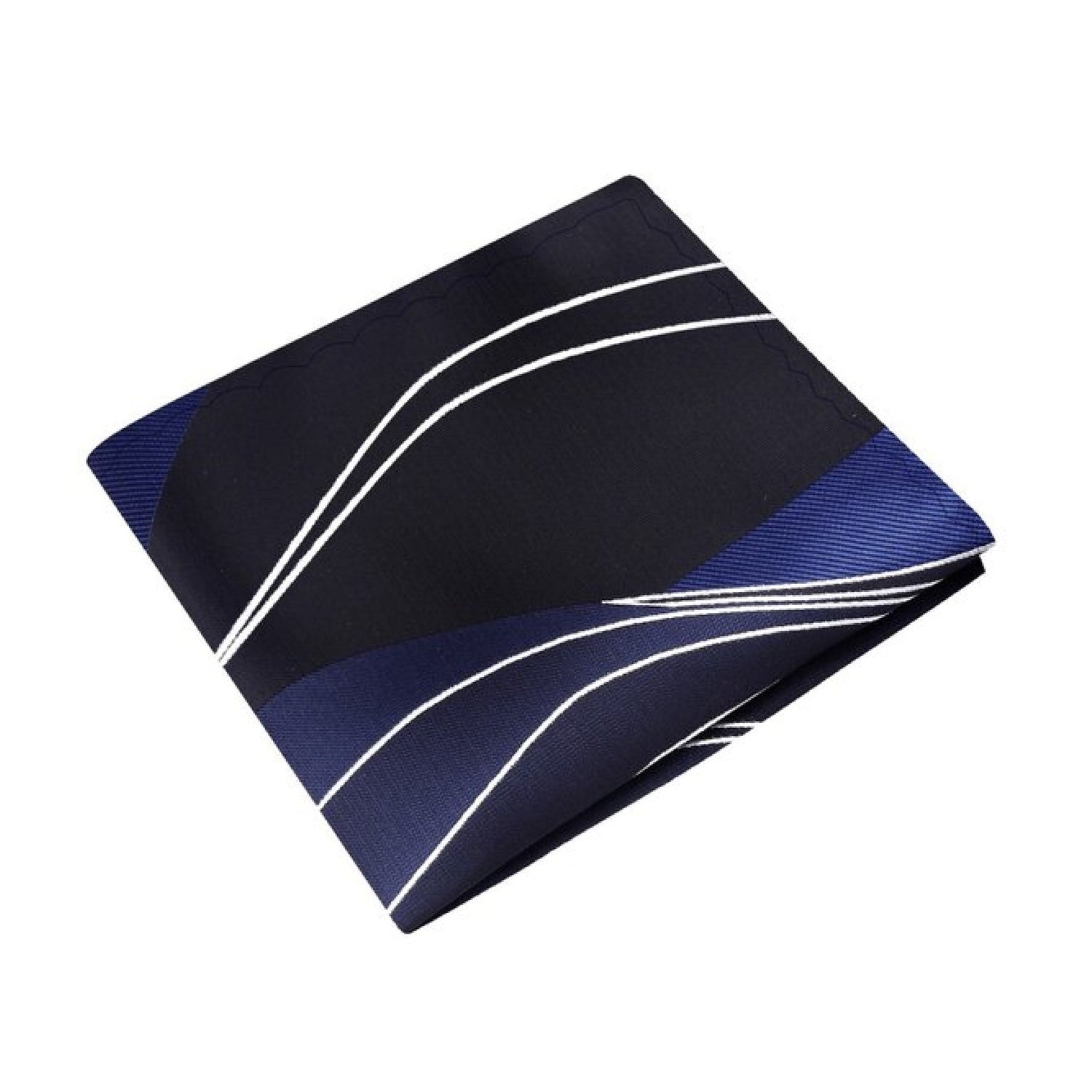 A Blue, White Abstract Lines Pattern Silk Pocket Square