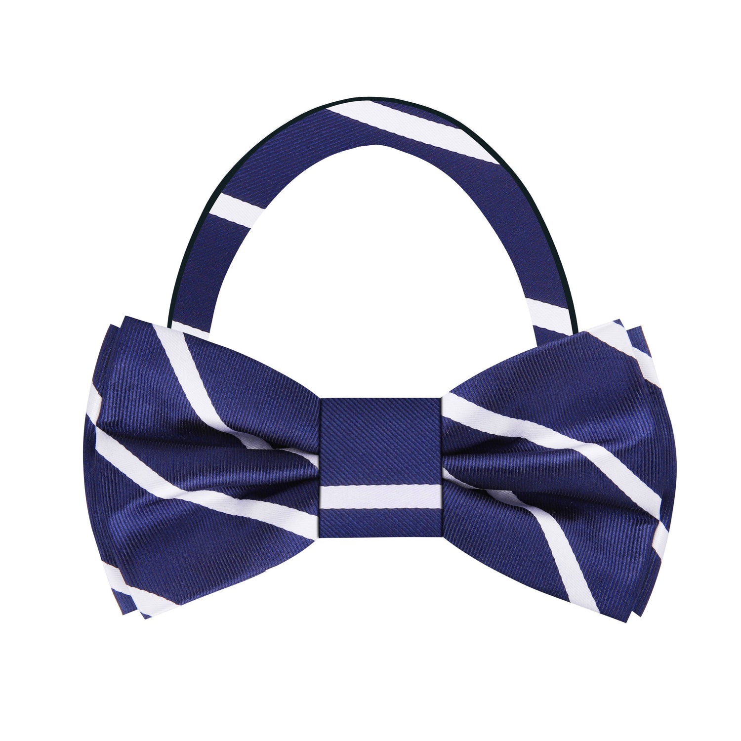 Blue, White Stripe Silk Bow Tie Pre Tied