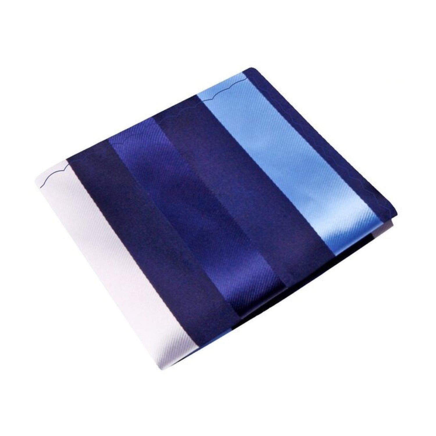 A Blue, White Stripe Pattern Silk Pocket Square