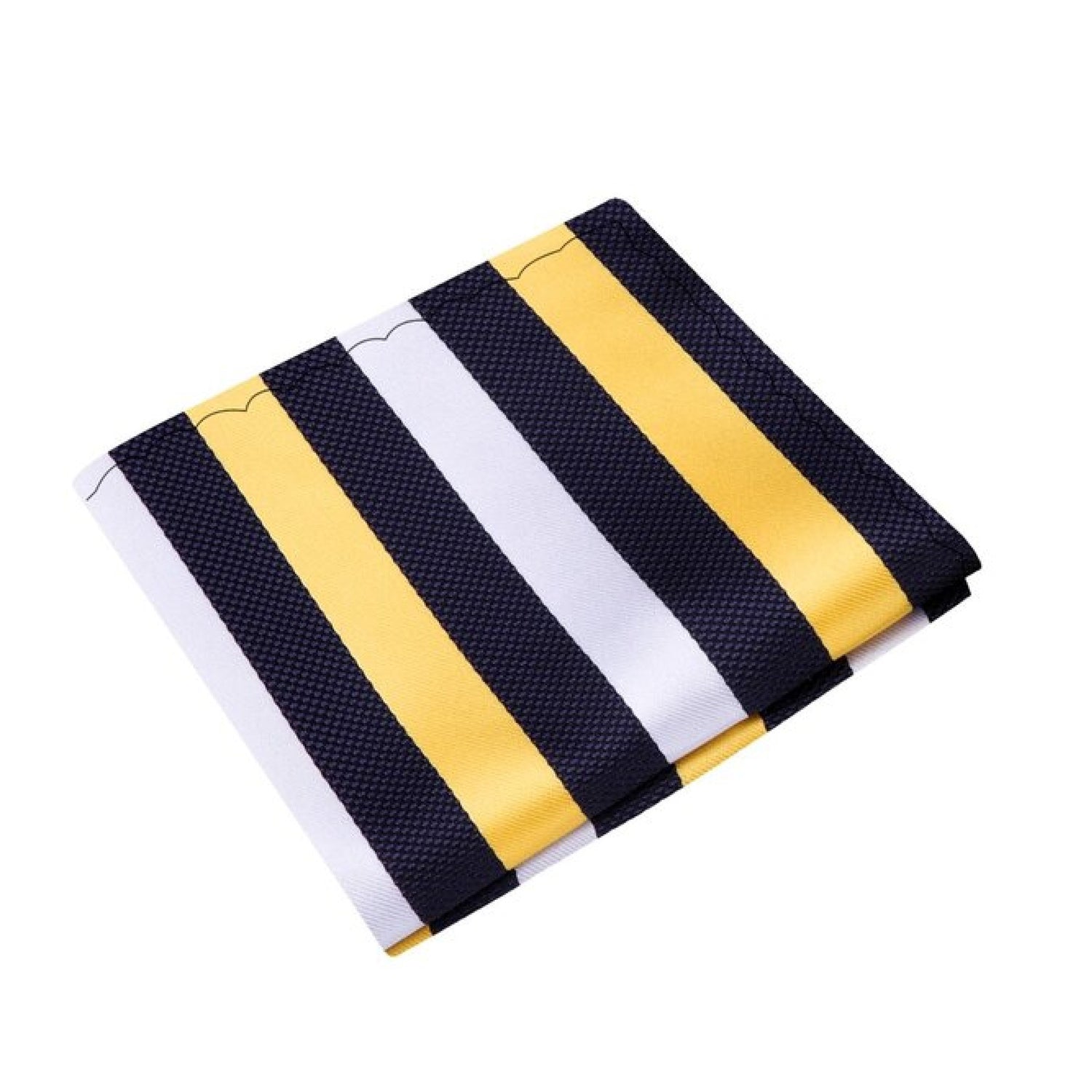 A Blue, White, Yellow Stripe Pattern Silk Pocket Square