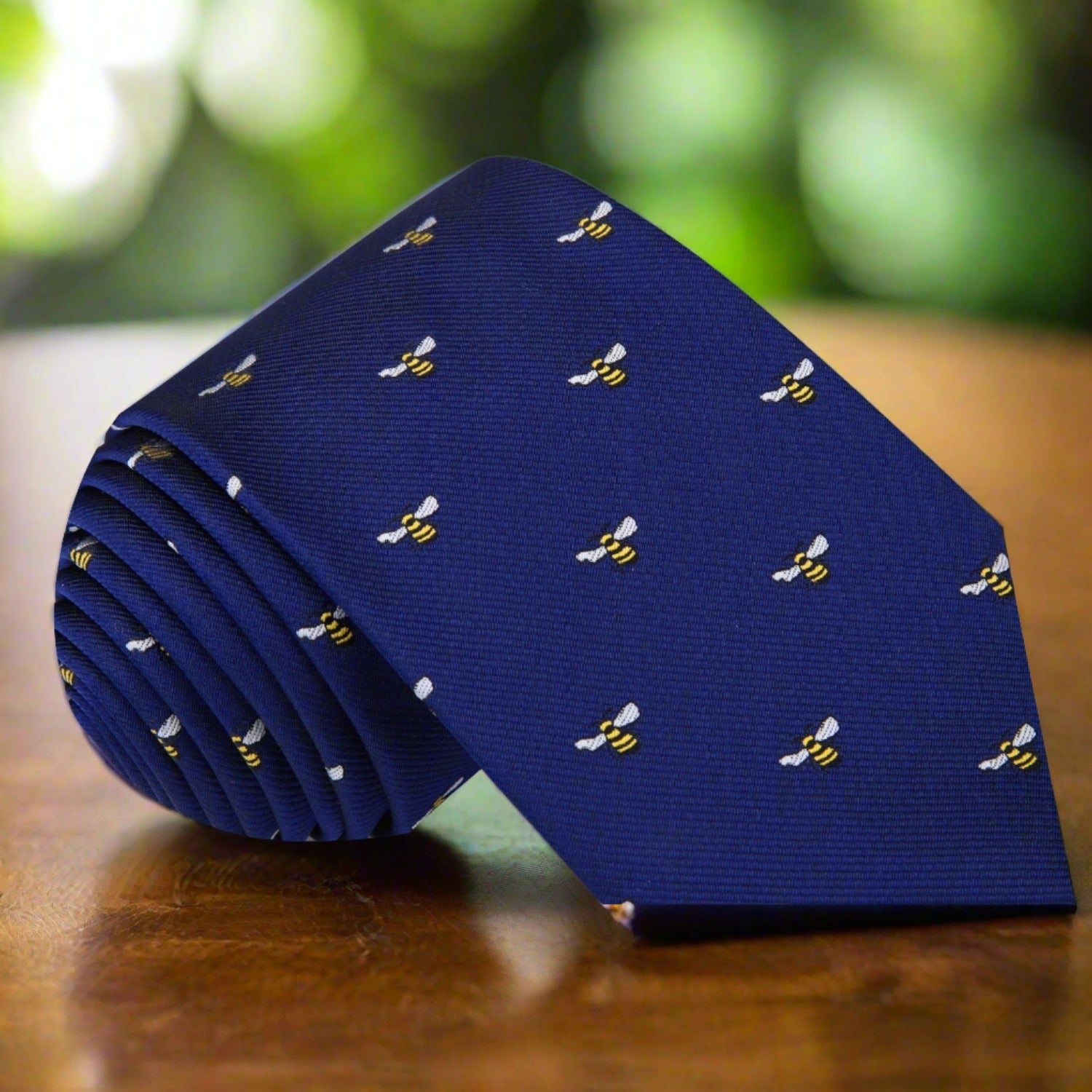 Blue, Yellow, Black Honey Bee Tie a 