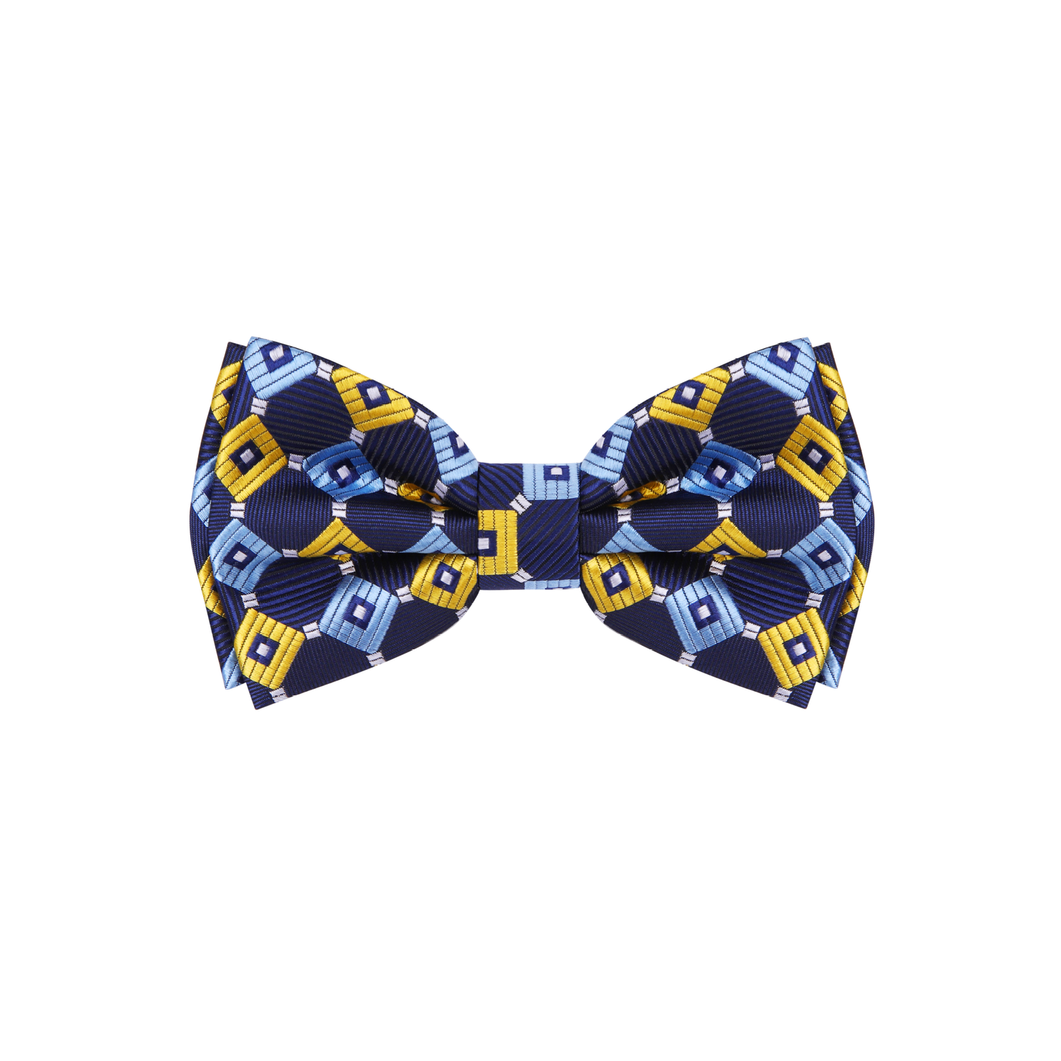 Blue Yellow Geometric Bow Tie  