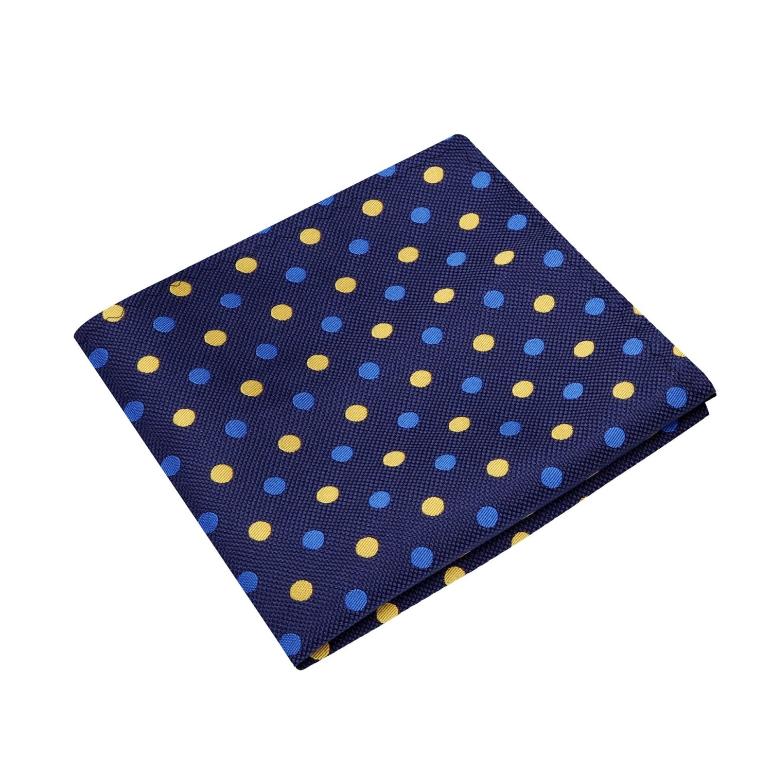 A Blue, Yellow Polka Dot Pattern Silk Pocket Square