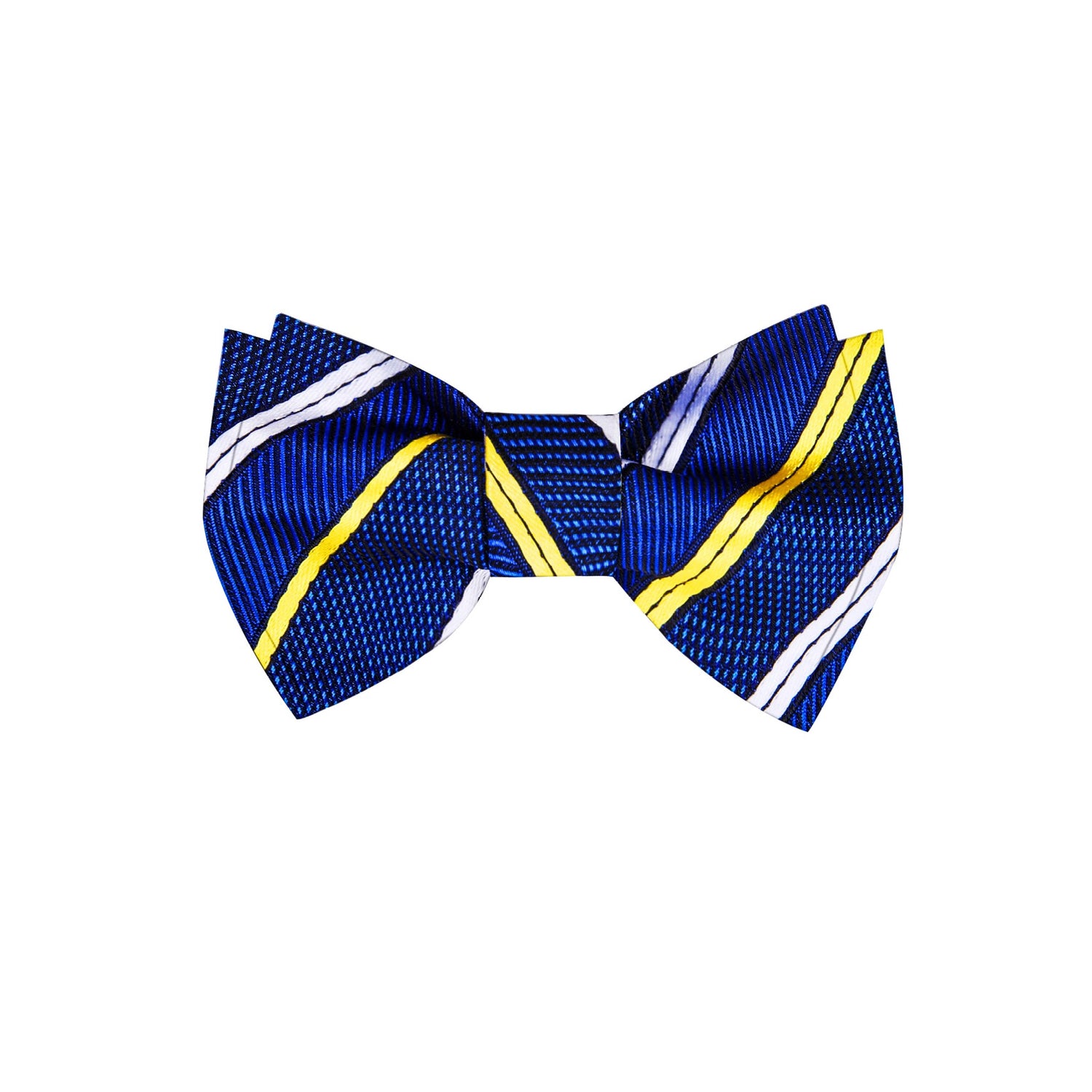 Blue and Yellow Stripe Bow Tie