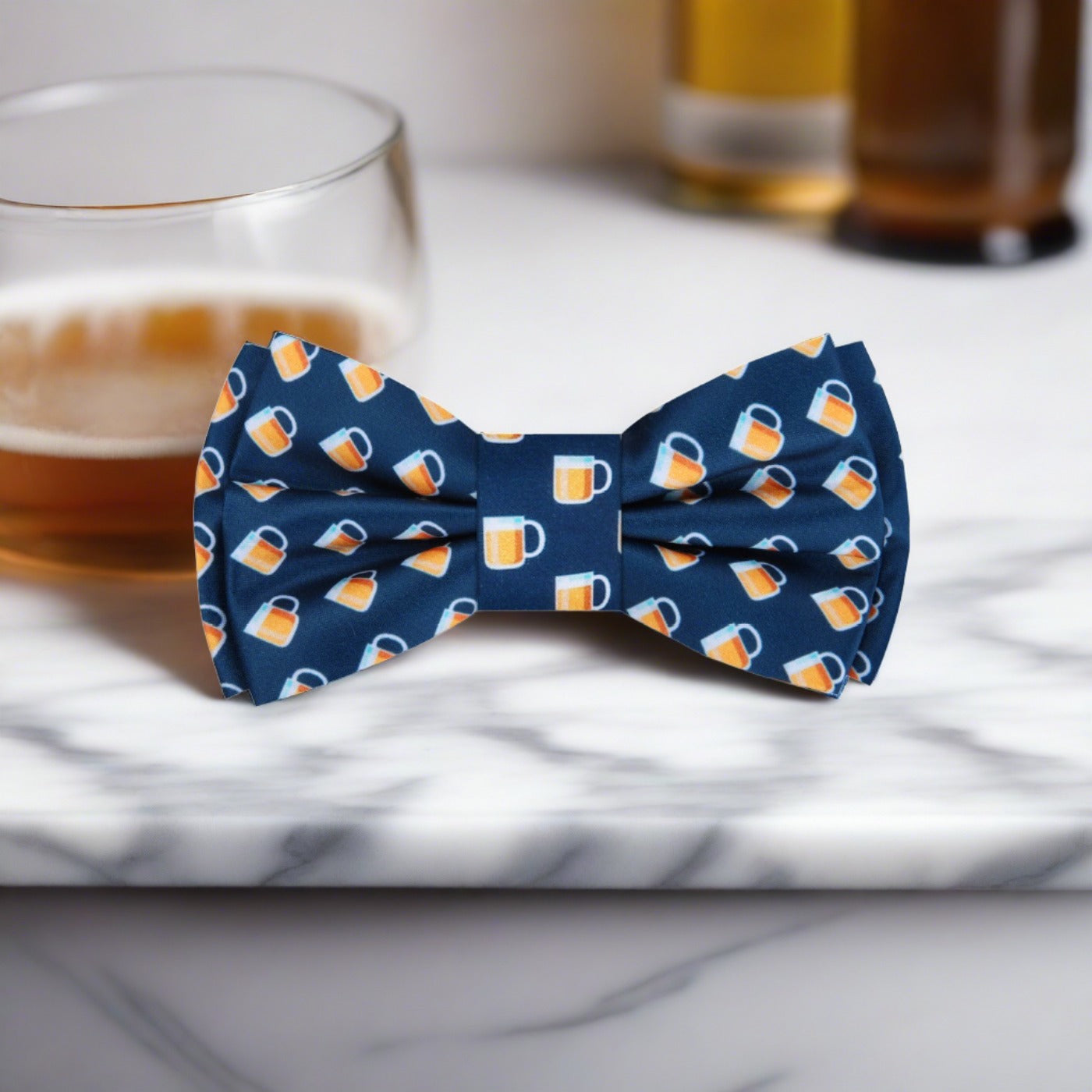 Single Blue, Yellow Beer Mugs Bow Tie