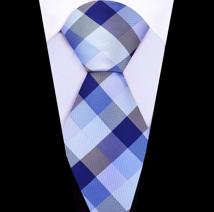 Blue check tie 